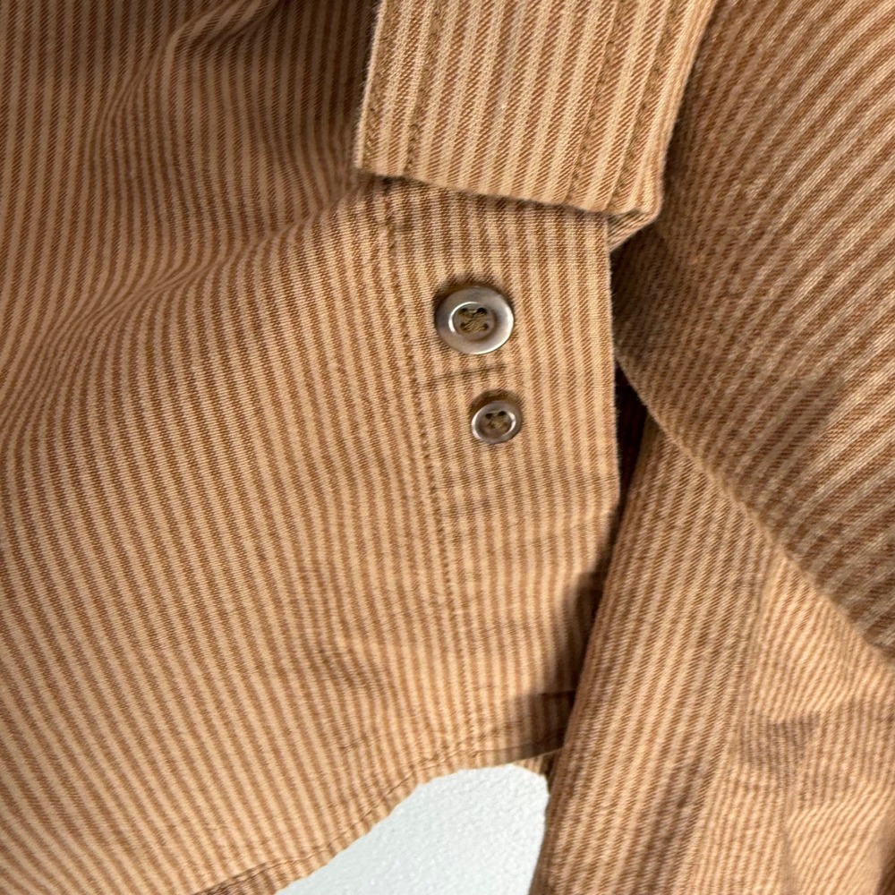 Carhartt Mens XL Loose Fit Striped Long Sleeve Button Down Work Shirt Brown - Picture 6 of 9